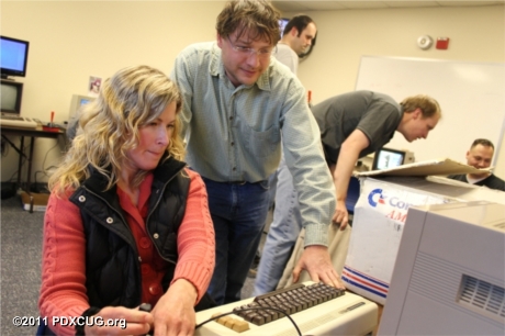 Kris and Jeff playing Crossfire on the Vic-20